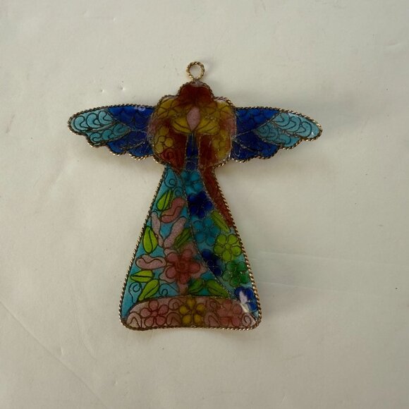 Stained Glass Angel Ornament With Floral Design Multicolor 4.25" - Picture 4 of 4